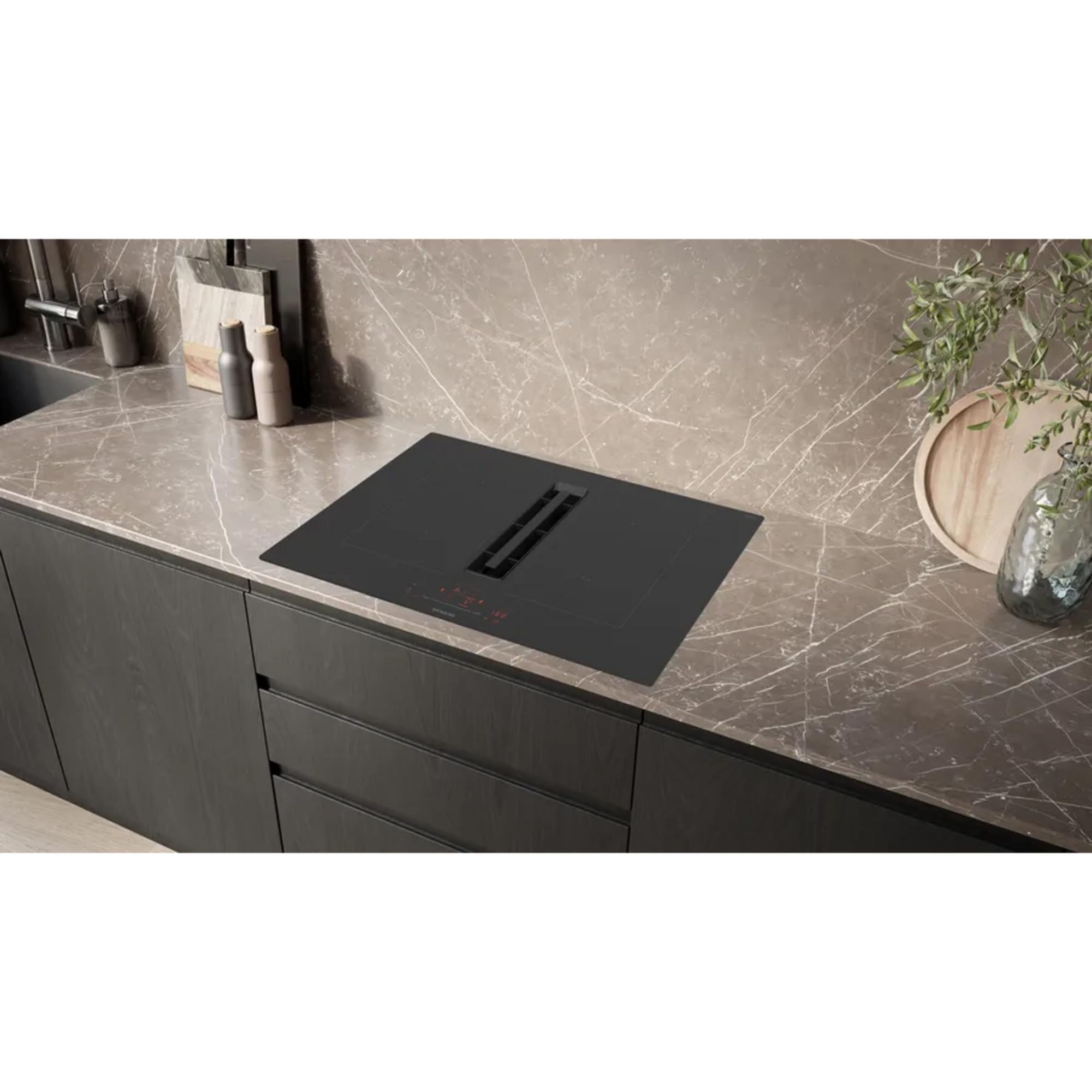 Siemens ED711HQ26E iQ500, inteligentna płyta indukcyjna z okapem, szerokość 70 cm, bezramkowa płyta kuchenna, samowystarczalna płyta kuchenna, touchSlider, indukcja kombi do dużej powierzchni