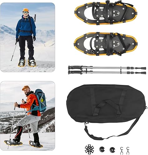 Miniatura 6 de Raquetas de nieve, marco de aluminio ligero, raquetas de nieve todo terreno con bastones de trekking, 21 pulgadas para adultos y jóvenes con