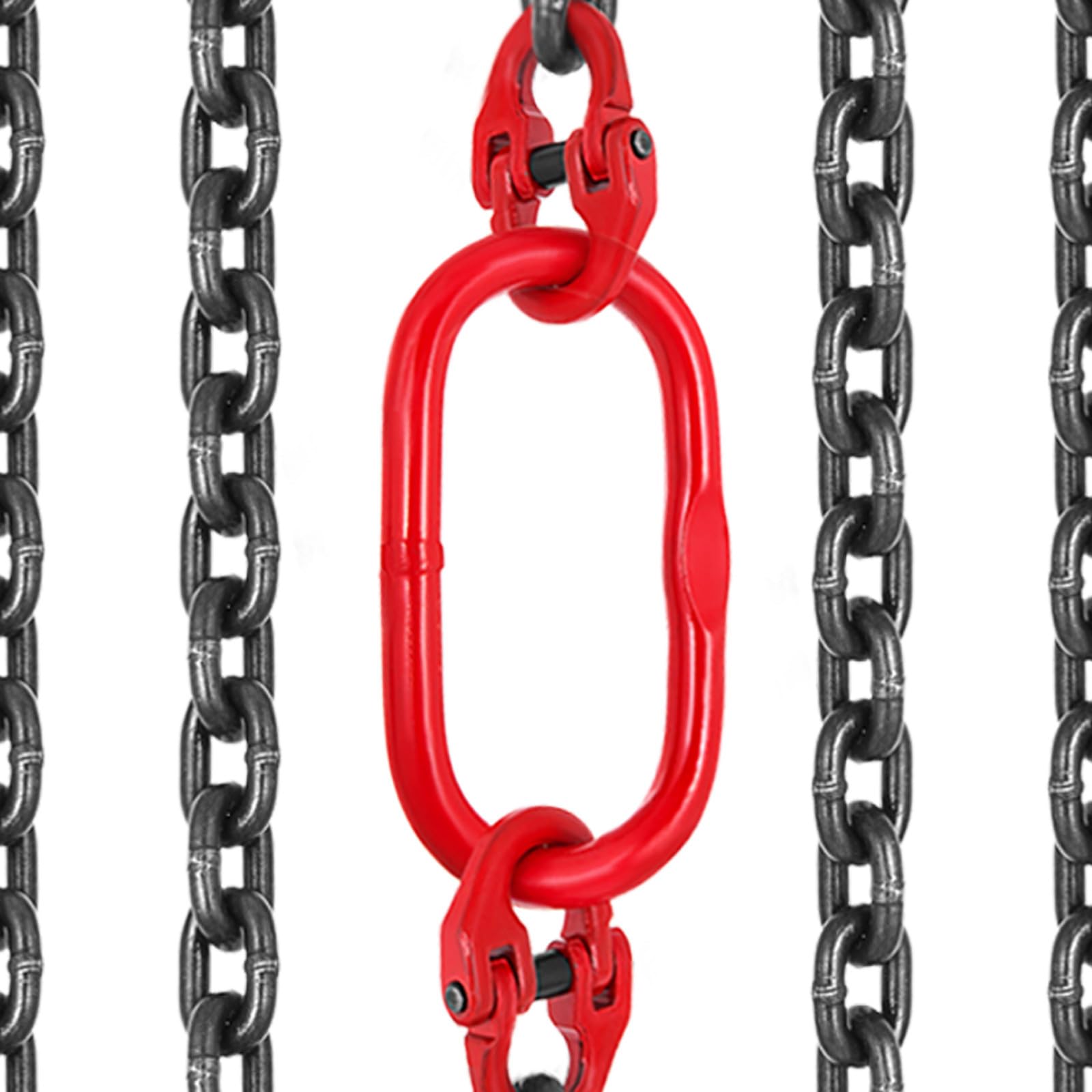 VEVOR Eslinga de cadena de 10 mm 1,5 m patas dobles G80 4 T ganchos de acero para elevación