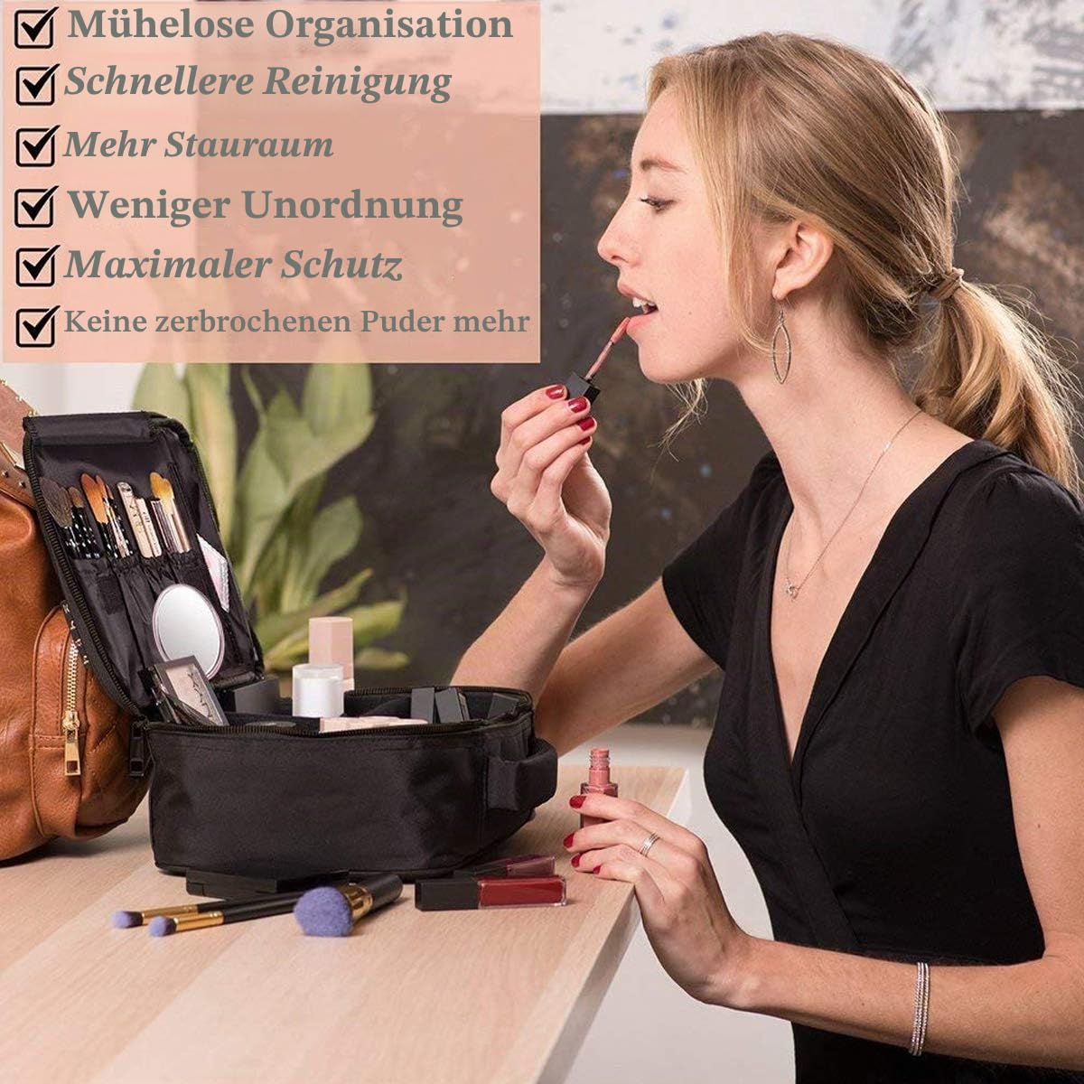 NICOLE&DORIS Schminkkoffer Damen Make-up Taschen Etuis Kosmetiktasche Kulturbeutel frauen Mädchen Reisen Kulturbeutel