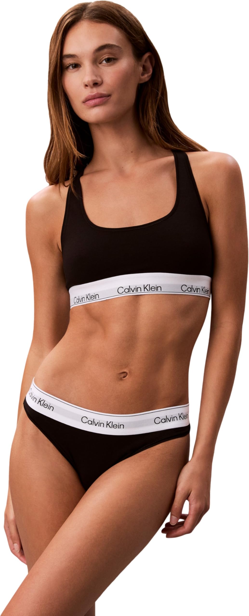 Calvin Klein Women’s Brazilian Briefs with Logo Waistband, Black (Black), M