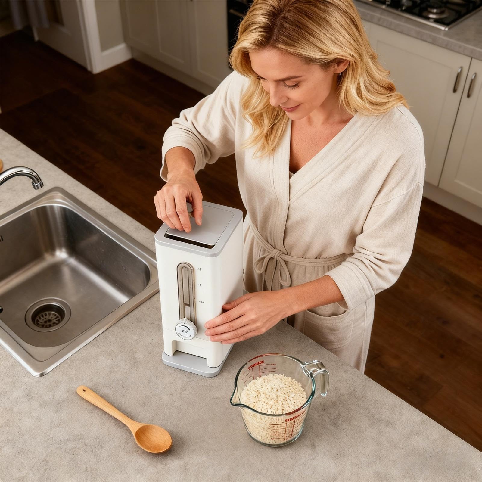 Contenitore Per Conservare Riso Secchio Ermetico di Grande Capacità | Dispenser Per La Conservazione Del Riso Per Casa Ambiente Domestico Ristorante Appartamento Piano Cucina Farina Soia Mais