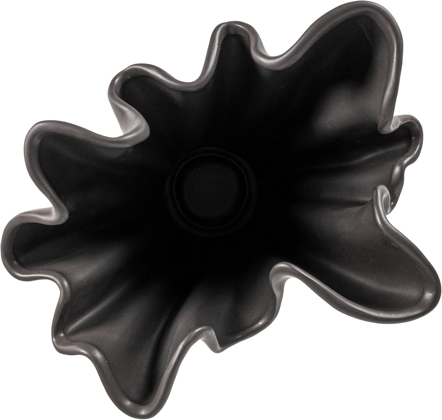 Bloomingville Stoneware Ruffled Vase with Reactive Glaze, Black