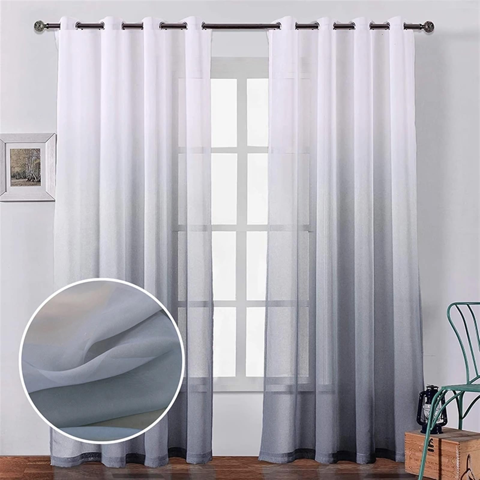 Tende antivento per pergola da esterno, tende velate da giardino per gazebo e patio, tendaggi per finestre in tulle per soggiorno e camera da letto (verde, 132 x 259 cm)