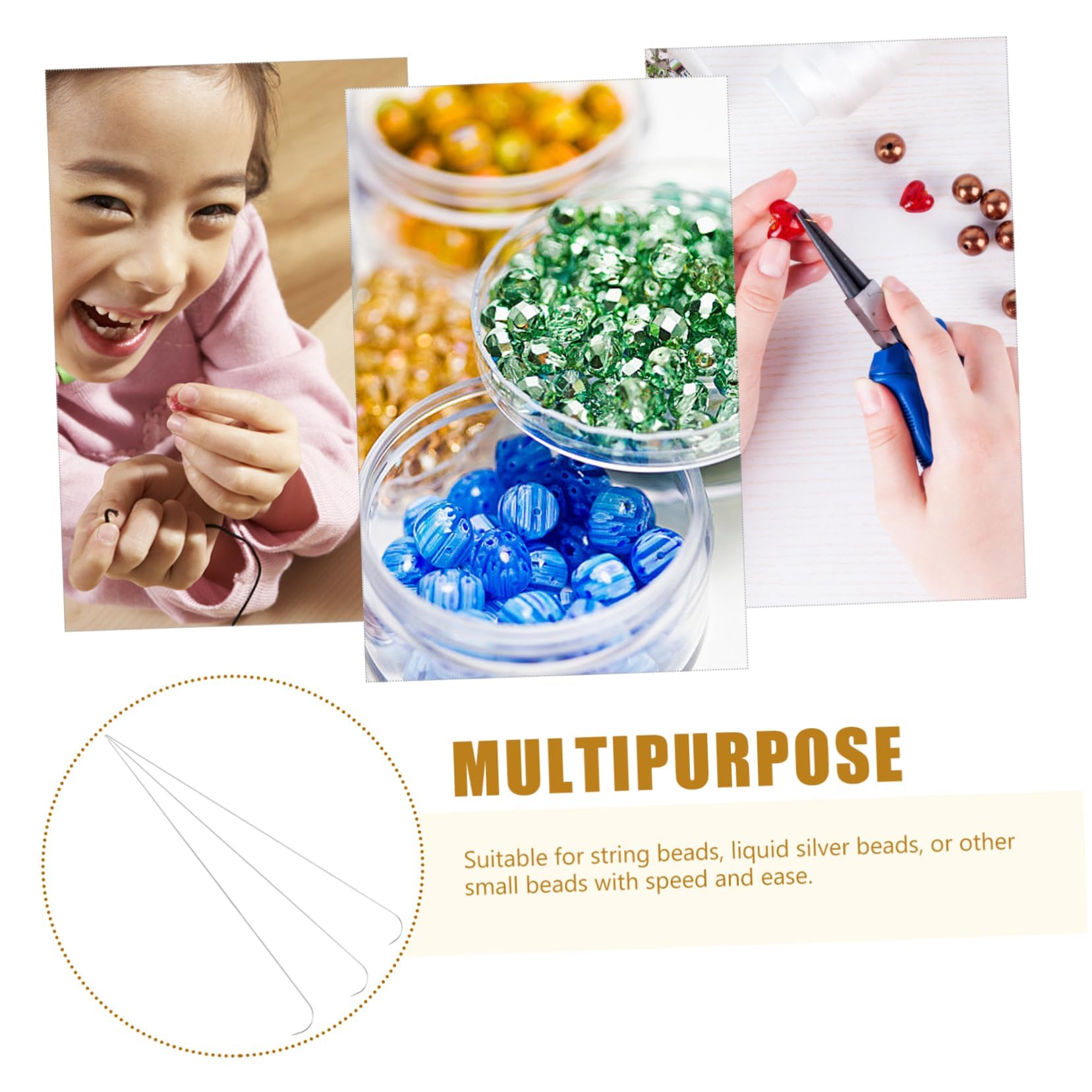 Beatifufu 9pcs Bead Needle Tool DIY Beading Needles Jewelry Beading Tools Metal Beading Needles Efficient Stringing Tool