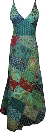 Women's Green Strap Dress Floral Print Deep V Neck Sexy Split Beach Maxi Dresses S/M