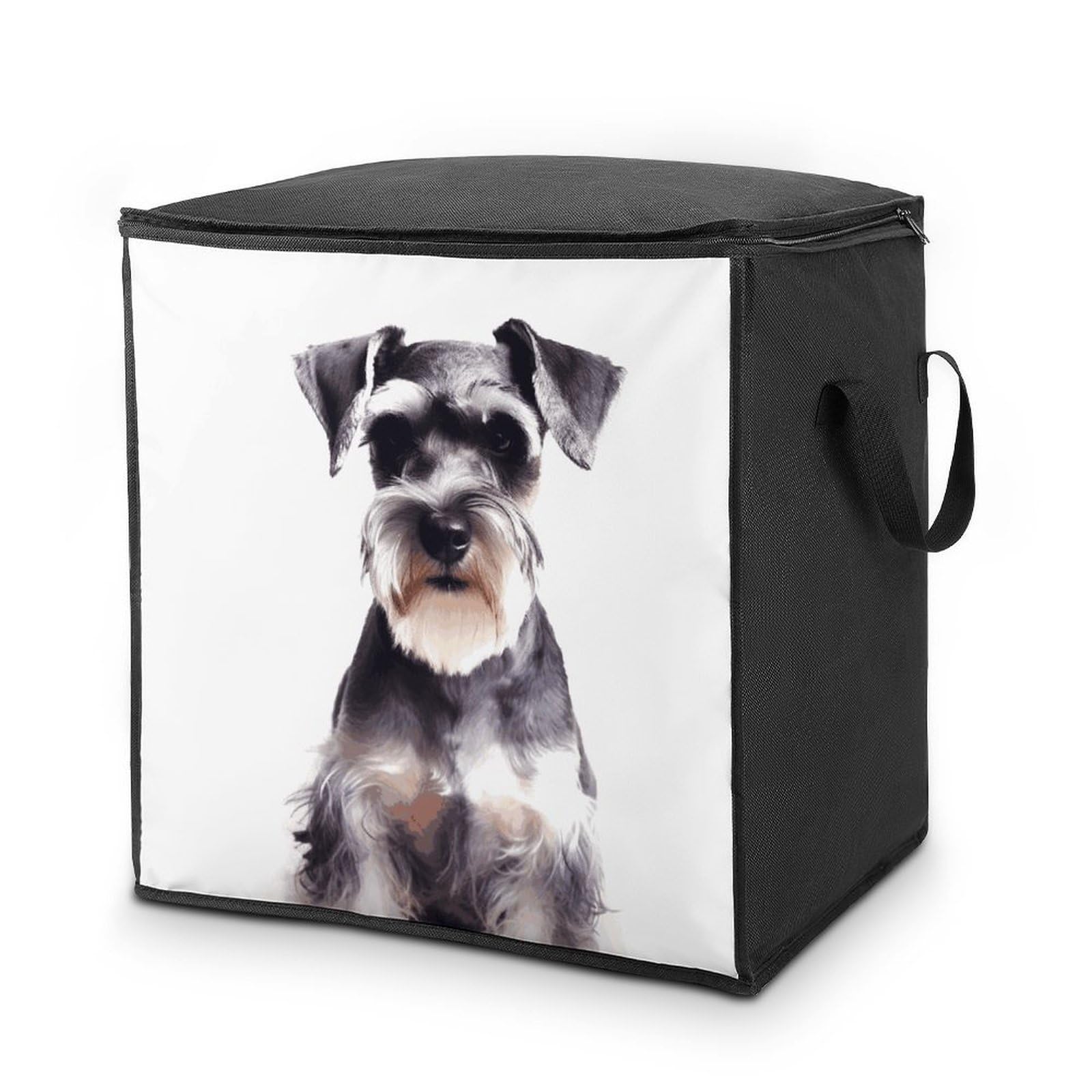 Well Behaved Schnauzer Storage Bag Quilt Storage Bag with Sturdy Zippered Fashion Breathable Closet Organizer Storage Boxes with Carry Handles for Blanket Pillow Bedding