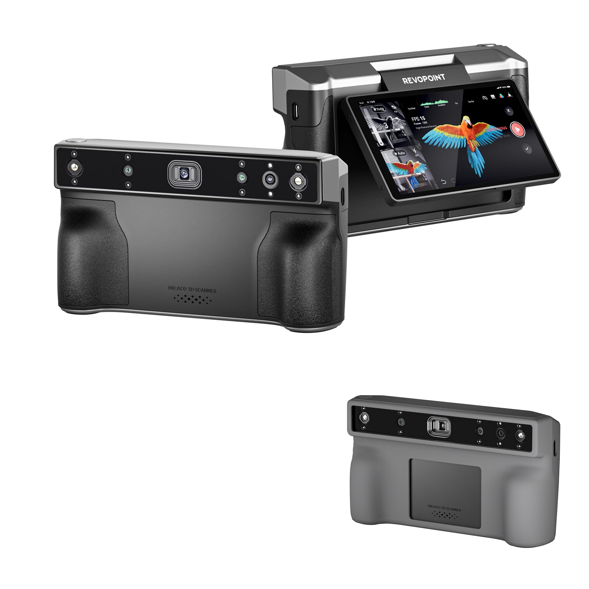 Revopoint MIRACO PRO Scanner 3D Portatile per Stampante 3D & Custodia in silicone e protezione schermo, Batteria a Ricarica Rapida da 5000mAh, Adatto per Oggetti da Piccoli a Grandi