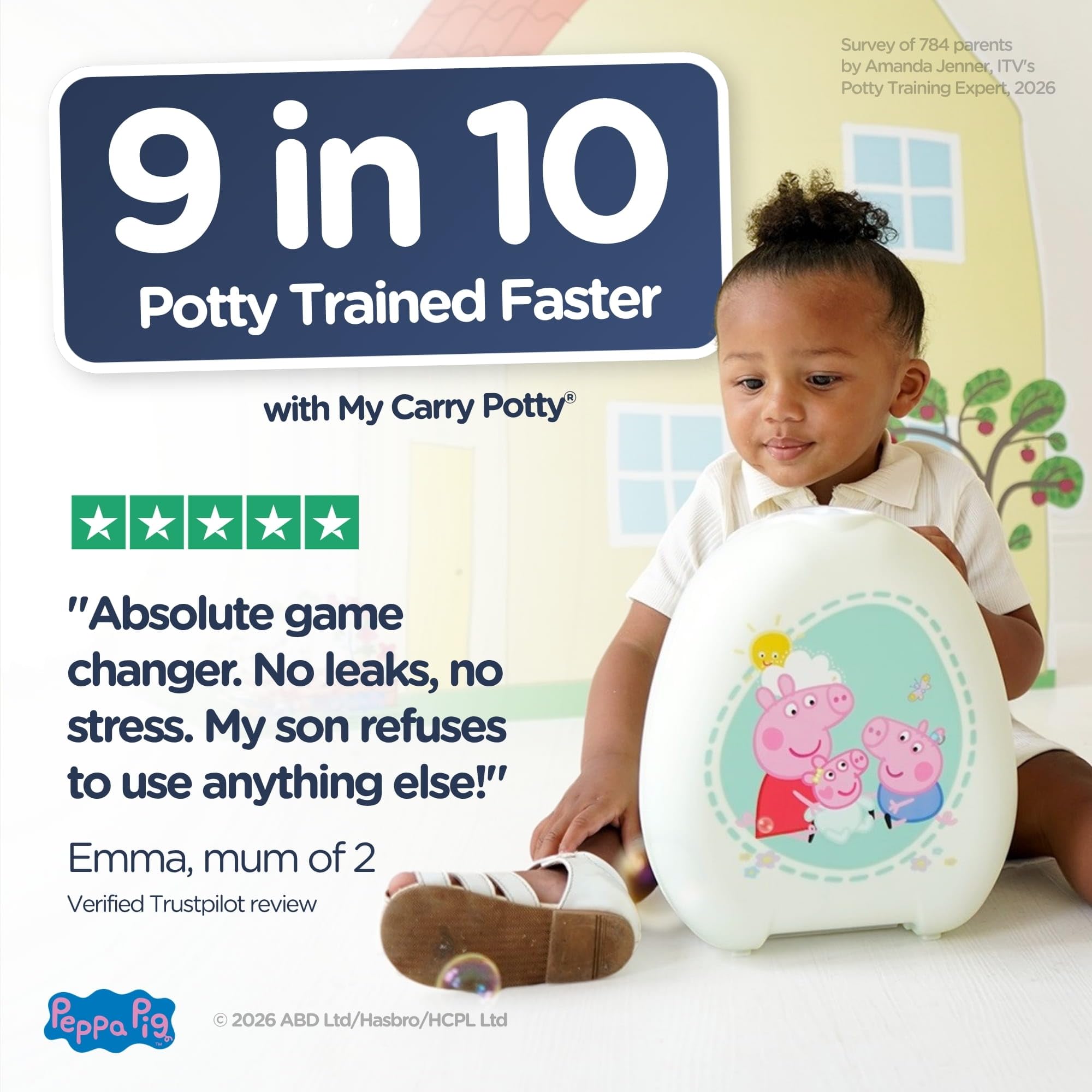 Peppa Pig My Carry Potty - Vasino da viaggio per bambini, portatile, premiato, da portare ovunque (Evie Pig, Peppa Pig e George Pig)