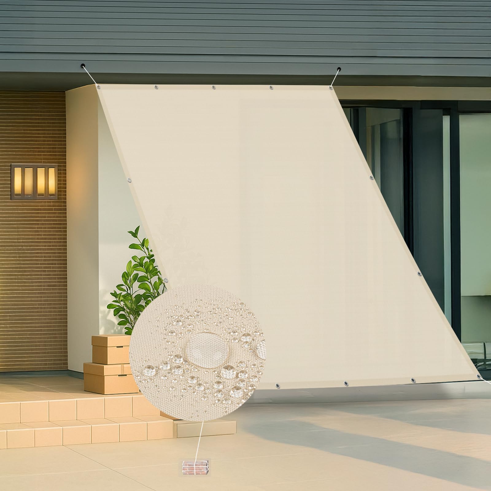 Amazon.co.jp: LOVE STORY 撥水シェード 2×4m ベージュ 雨よけ 防水