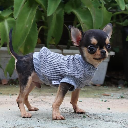 Miniatura 6 de LOPHIPETS Suéteres ligeros para perros pequeños, cachorros, chihuahua Yorkie, ropa grisXXS