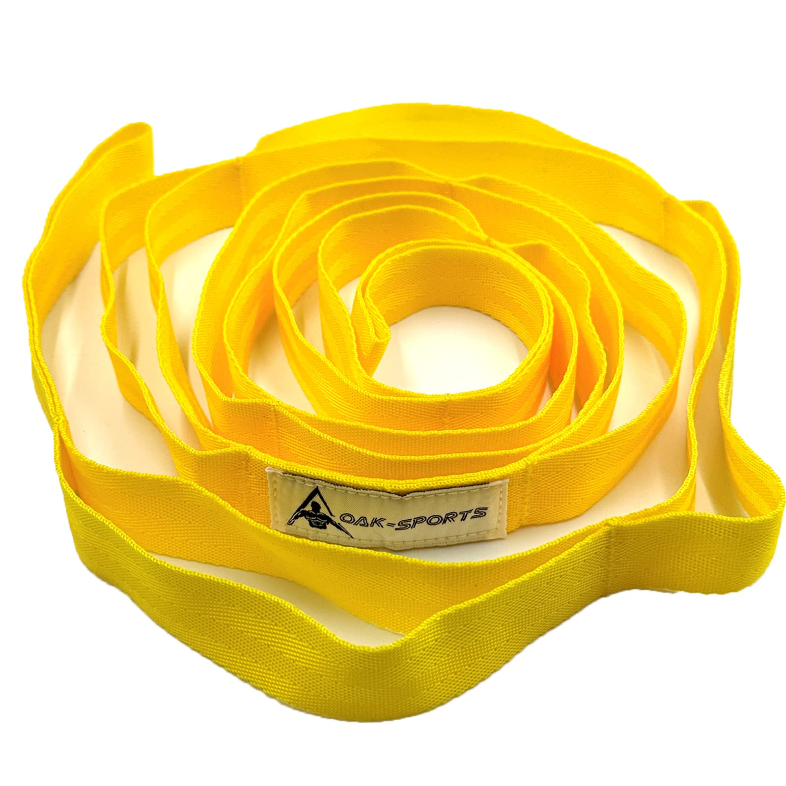 Cinghia di stretching Yoga con passanti, cinghie elastiche per fisioterapia, cinturino non elastico per pilates, danza e ginnastica con guida all'allenamento (giallo)