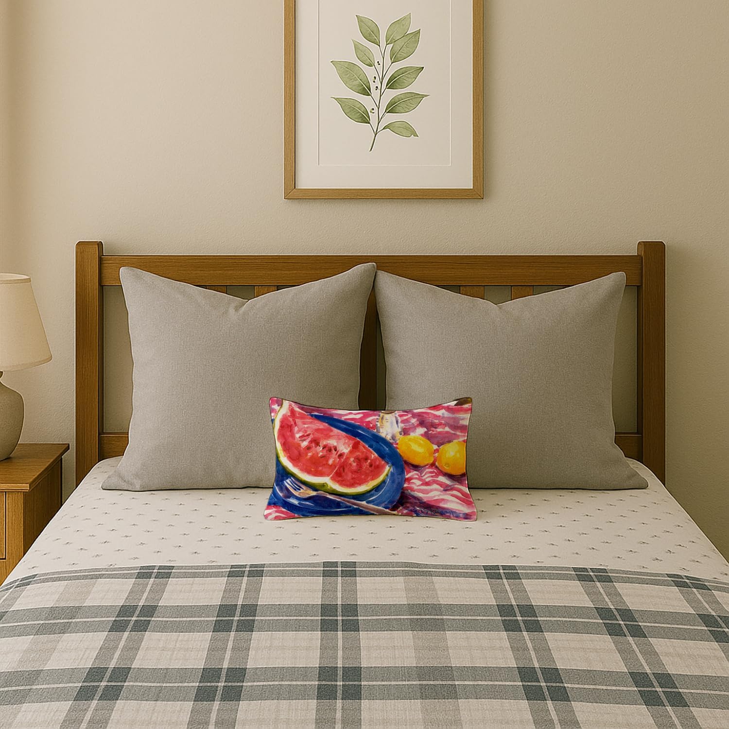 Caroline's Treasures 6028PW1216 Watermelon Canvas Fabric Decorative Pillow Machine Washable, Indoor Outdoor Decorative Pillow for Couch, Bed or Patio, 12HX16W