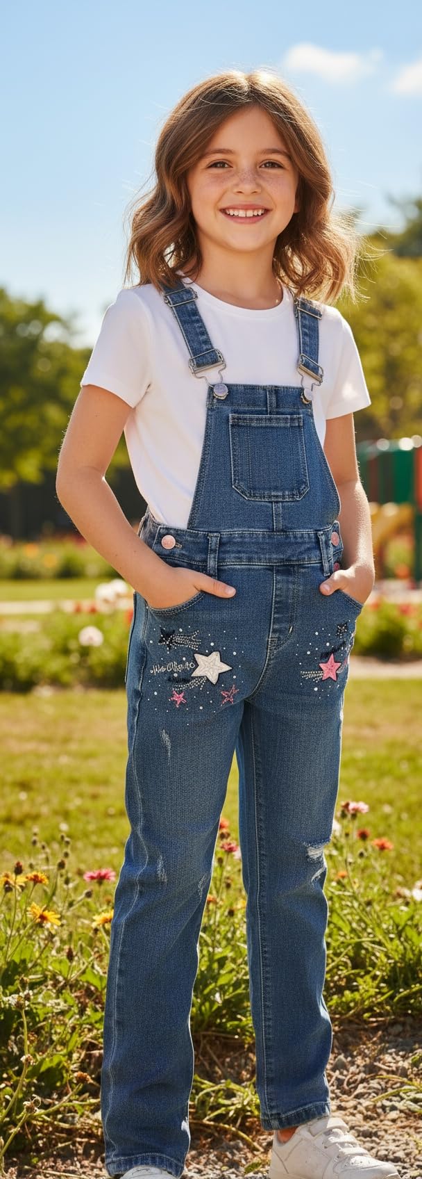 Peacolate 3-14ans Big Girls Combinaison & Barboteuses Salopette Bleu Denim Couleur Changeable Sequin Pantalon