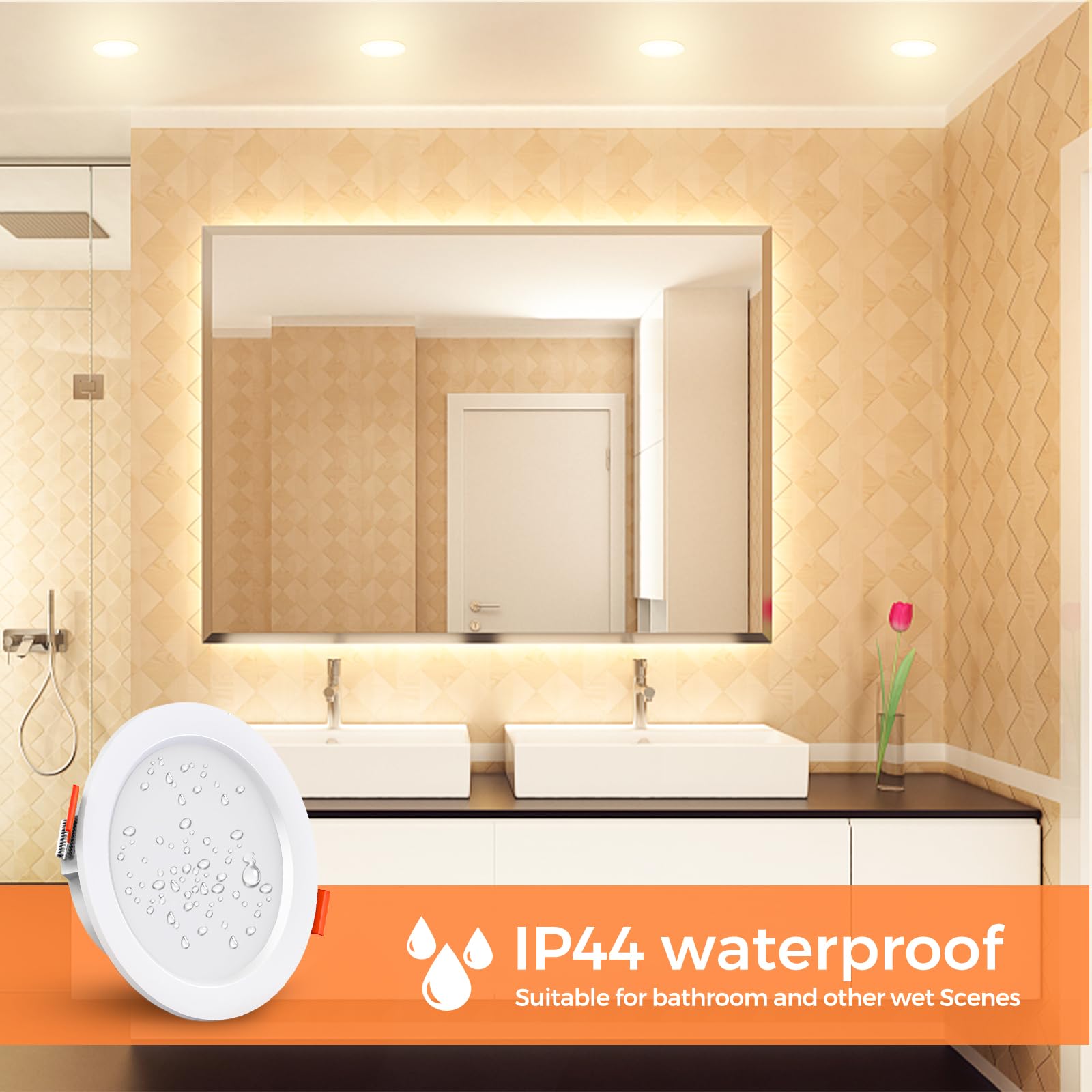 ETUOLMP Spot LED Encastrable Extra Plat 9W 1000 Lumen Spot Salle De Bain IP44 Blanc Neutre 4000K Spot Encastrable LED AC220-240V Pour Salle de Bain, Cuisine, Salon, Lot de 10