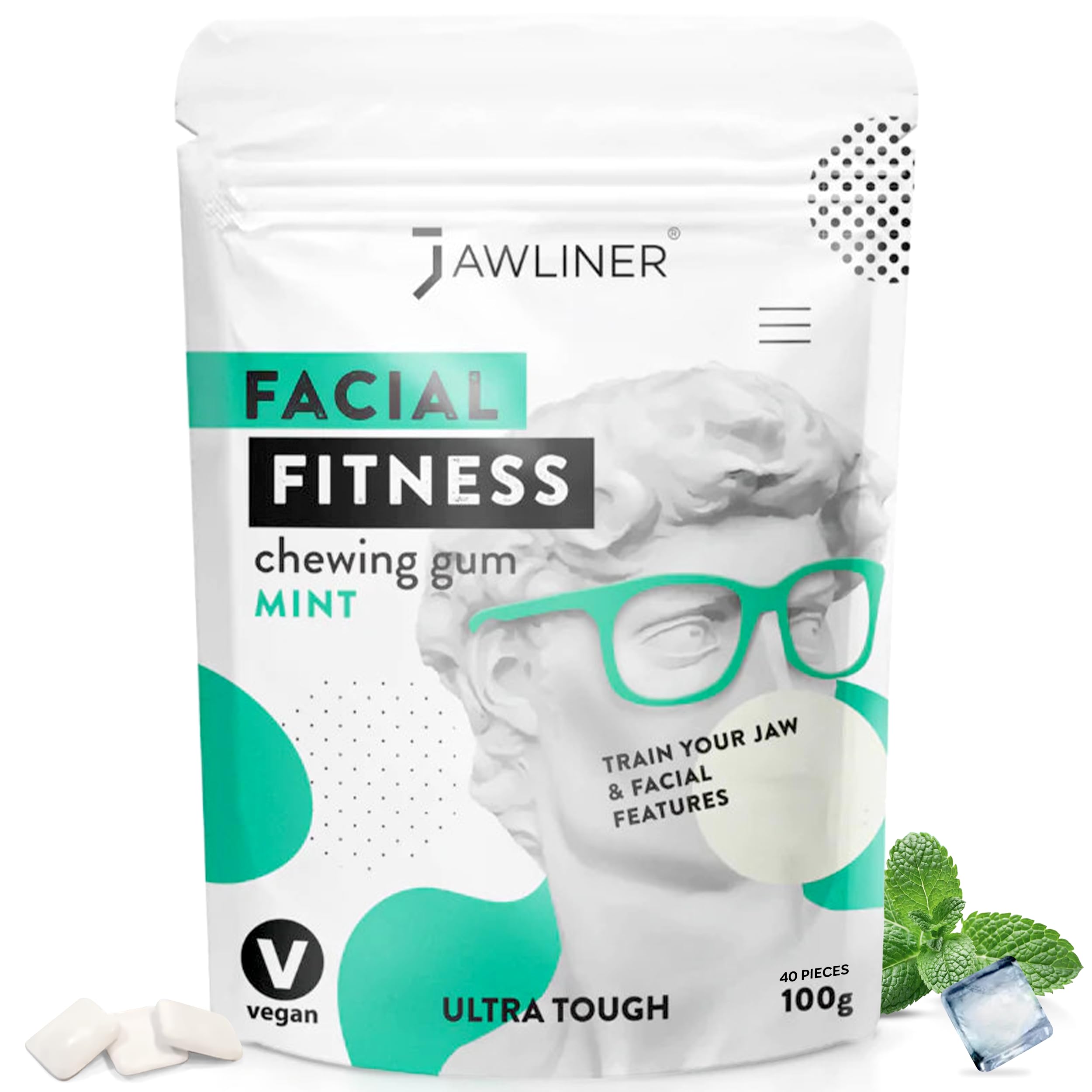 Fitness Chewing Gum (2 months pack) Jawline Sugar Free Mint Gum - Jawline Exerciser For Mewing And Shapen The Jaw - 15x Harder Than Regular Gum
