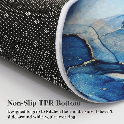 Vista 20 de MAYHMYO Juego de 2 tapetes de cocina color verde azulado y gris, antideslizantes, lavables, 17 x 48 pulgadas + 17 x 24 pulgadas, arte abstracto