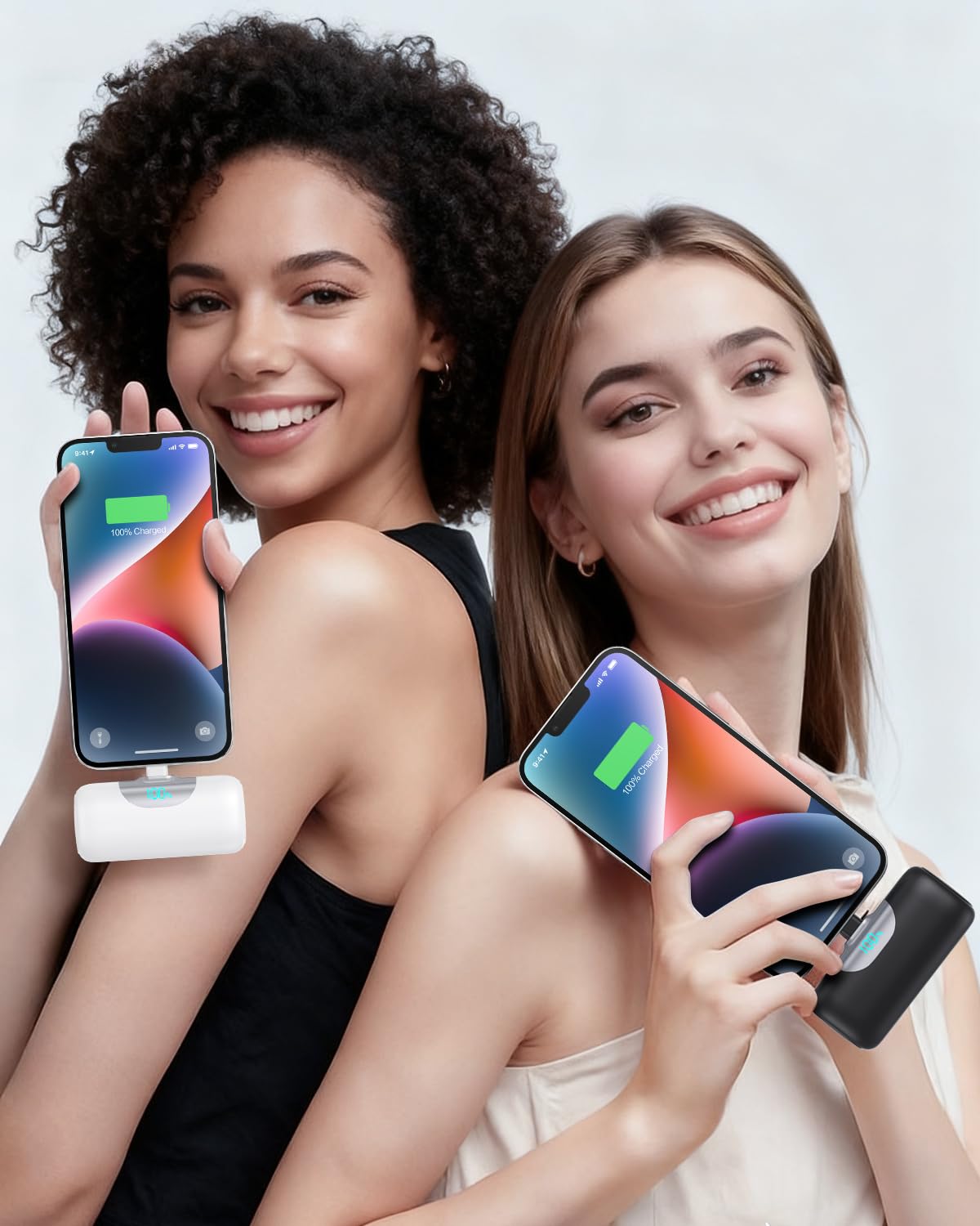 [Paquete de 2] Cargador portátil de 5500 mAh para iPhone 17/16, pantalla LCD USB C Mini Power Bank, PD de carga rápida tamaño lápiz labial paquete de batería para iPhone 17/16/15 Pro Max, Samsung