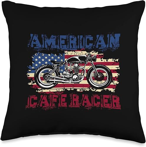 American Cafe Racer Biker Men Women Adult Teens Boys Girls Throw Pillow, 16x16, Multicolor
