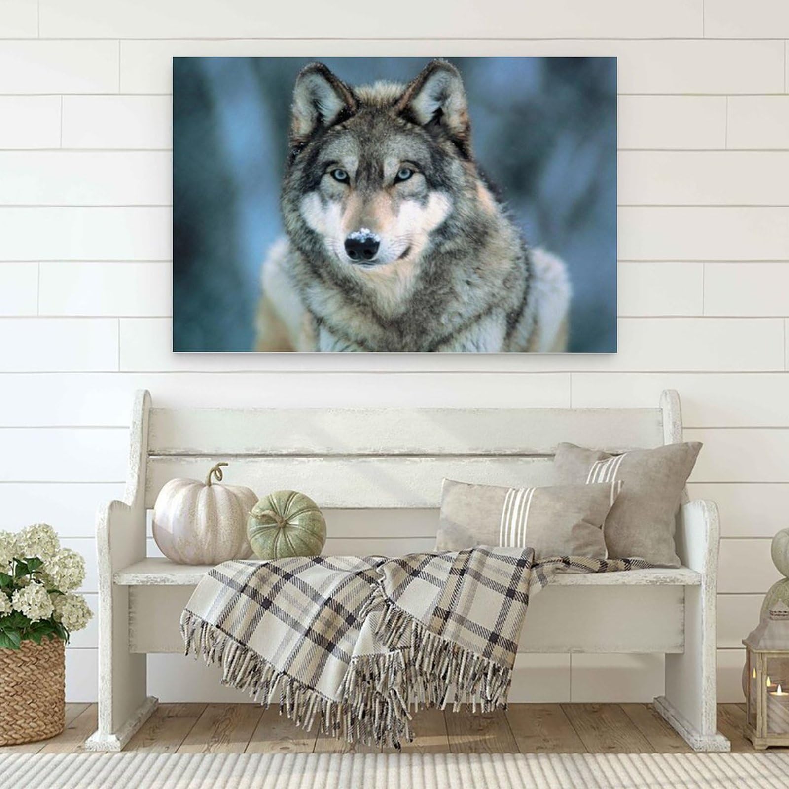 Tableau Sur Verre Loup Forêt - ARTTOR - 125x70 Cm - Impression Moderne Déco Murale
