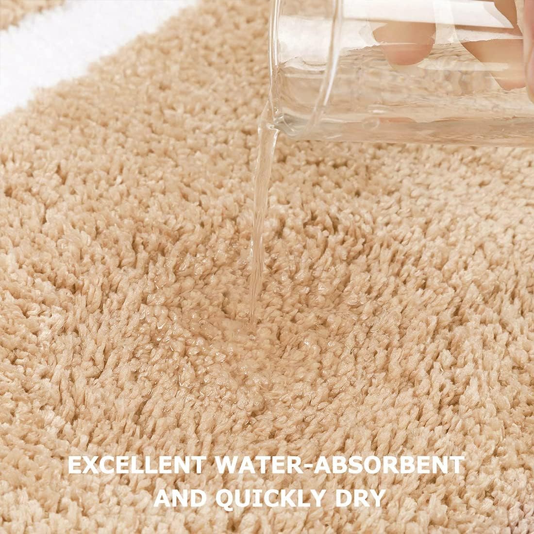 GRT 2 Pack Ultra Soft Microfiber Bath Mat, Anti Slip Bath Rug Set, Strong Absorbent, Machine Washable Shower Rugs, Perfect Plush Bathroom Mat for Tub, Shower and Bathroom (L+M, Taupe/White)