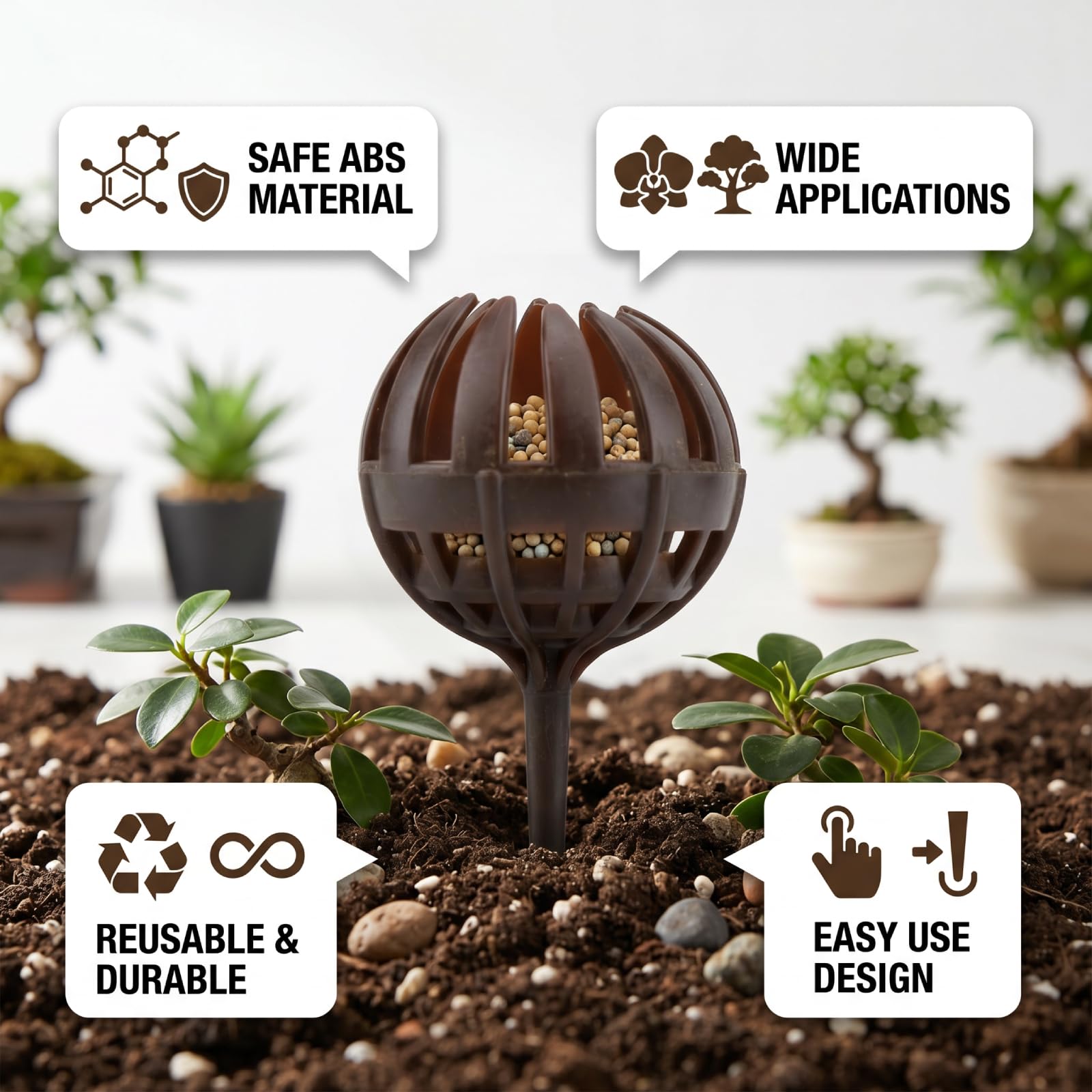 Milltrip Cajas de Fertilizantes de Bonsai de 100 Piezas, Cápsulas de Alimentos Vegetales Reutilizables para Jardinería en Maceta (L)