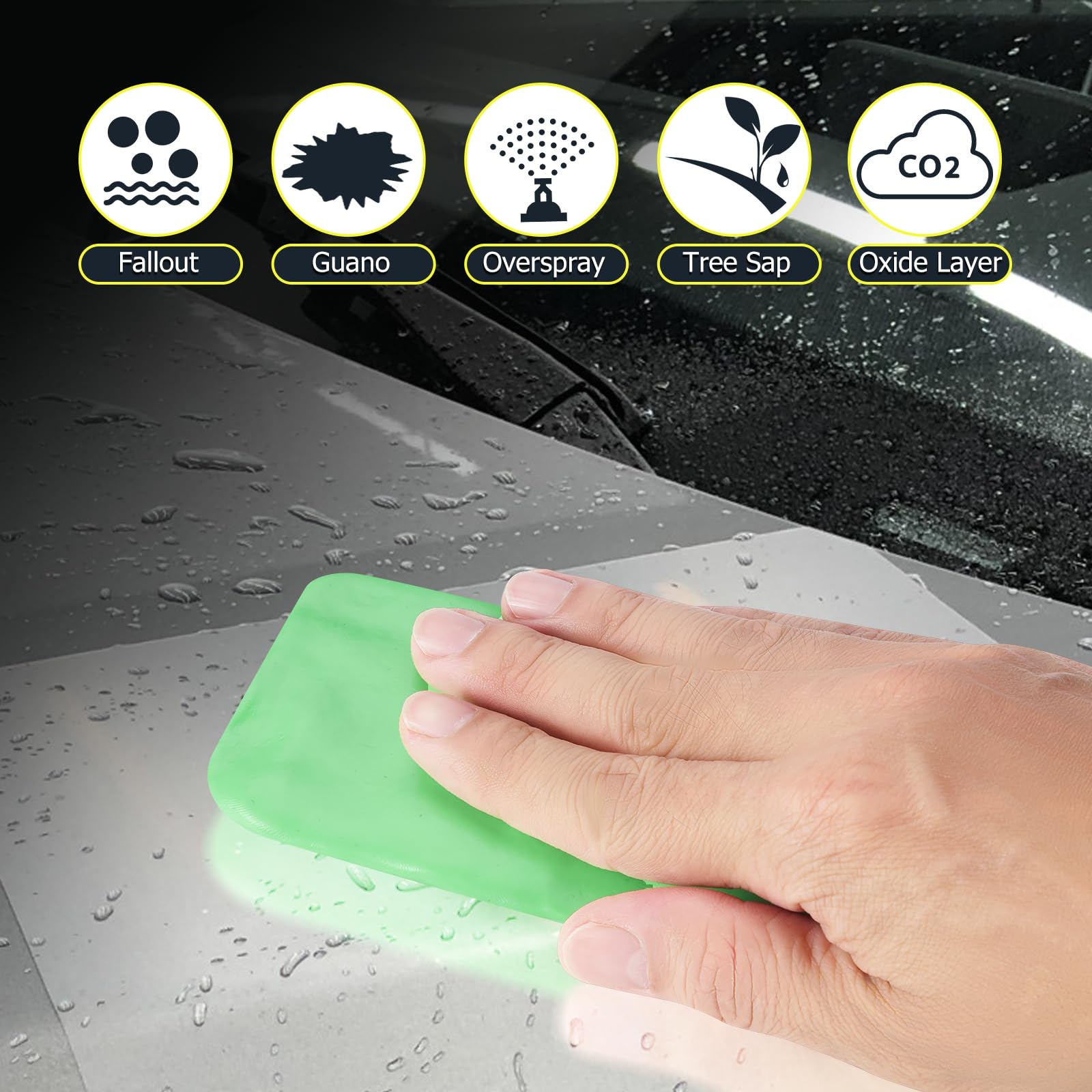 Barre d'argile pour Voituret 4PCS 400g, Auto Car Clay Bar Bars d'argile propres pour Nettoyage Voiture Decontamination Voiture, le soin de la peinture et le nettoyage du verre (1, Vert)