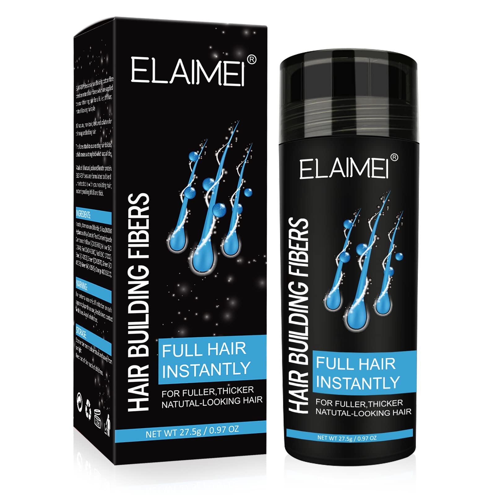 resdam Using our hair fibers to make hair thicker, Natural Formula Hair Fiber, Conceals Hair Loss & Look Younger, Your Secret to Confidence! Designed for Men & Women (Black) (Dark brown)