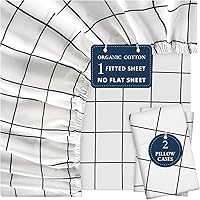 Vista 57 de LANE LINEN Sábanas ajustadas tamaño full, 100% algodón orgánico, juego de 3 piezas (1 sábana ajustada, 2 fundas de almohada), tejido percal, sábanas