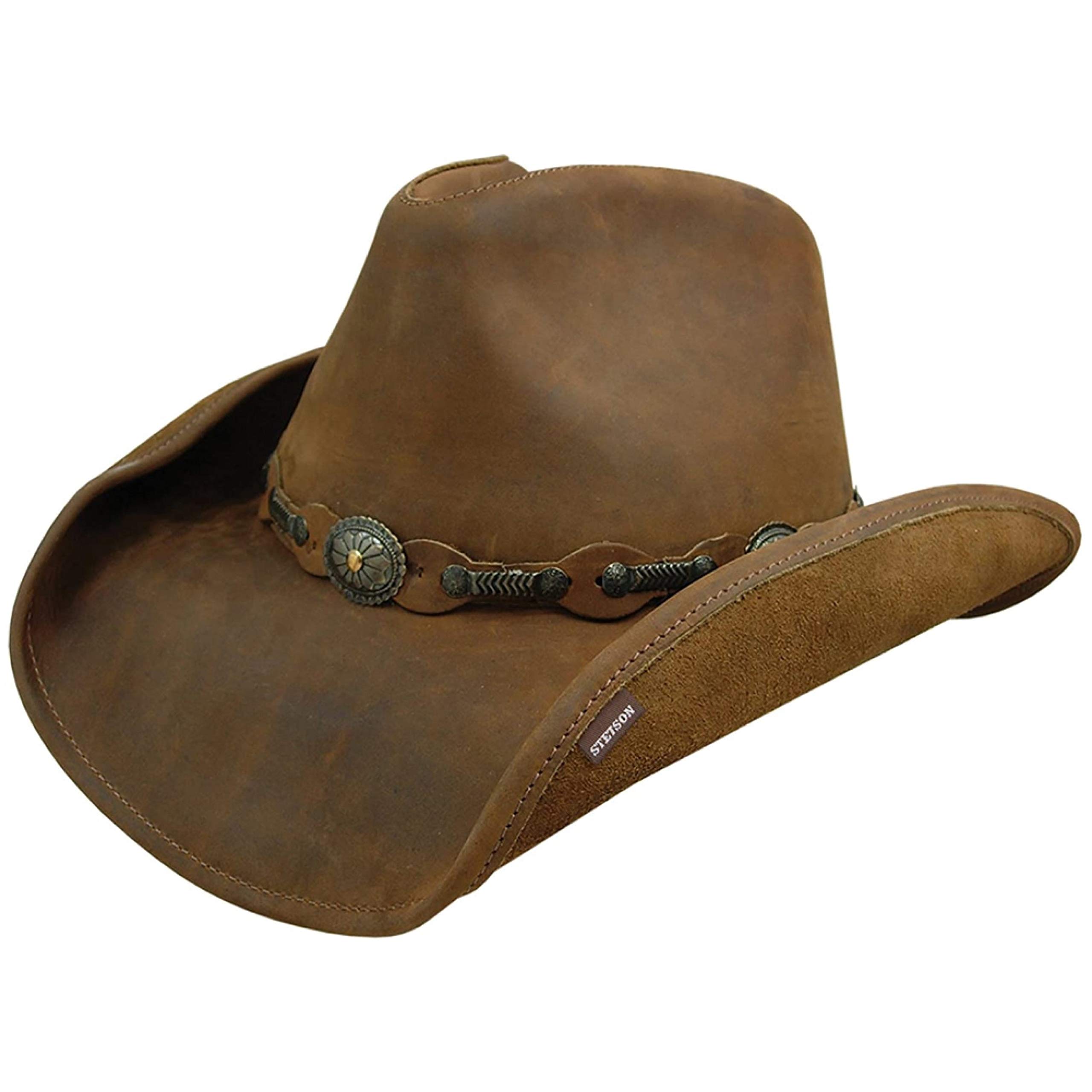 Unisex Roxbury Malleable Leather Cowboy Western Ha Cowboy Hat