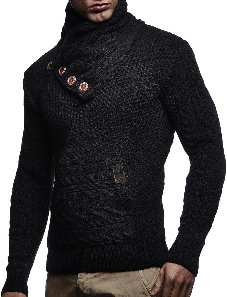 Leif Nelson Men’s Knitted Pullover | Long-Sleeved Slim fit Knitwear | Winter Sweatshirt with Shawl Collar for Men - Image 3