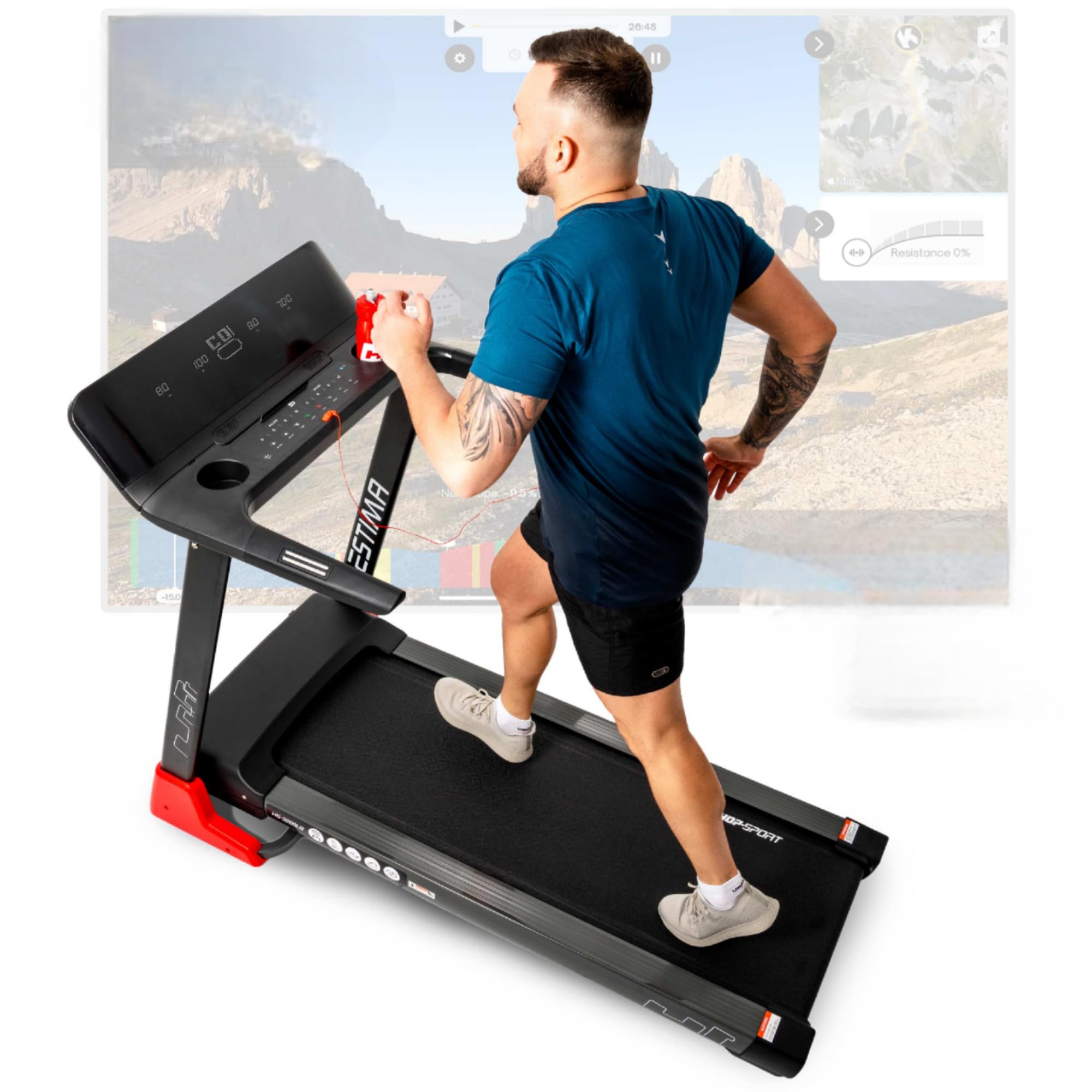 HomeFitnessCode Tapis De Course 3-en-1 Pliable - Walking Pad électrique, Pente 5%, 8 Km/h, Moteur 2.5 HP, Surface 40 Cm, Télécommande, écran LCD, 130 Kg