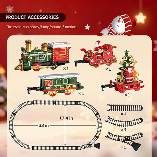 Miniatura 2 de Juego de tren clásico para niños de 3-5 años, 4-7 años, 4-8 años, tren eléctrico con motor de locomotora, luces y sonido, para árbol de Navidad,