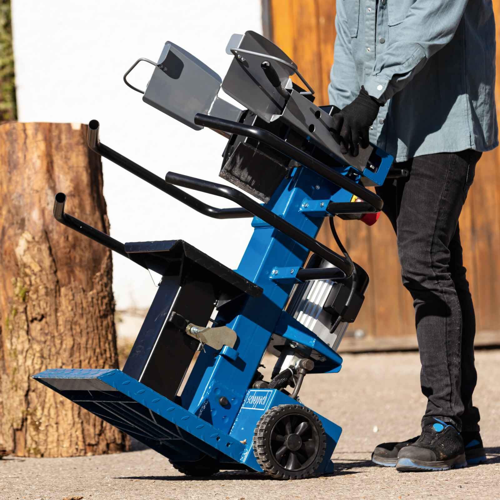 Scheppach Compact 8T Meterholz Holzspalter stehend | 7,95 Tonnen Spaltkraft 400V 3500W | Holzlänge 1070mm / max. Ø 350mm | schwenkbarer Tisch | Hartholz & Weichholz | mit Fahrvorrichtung + 10m Kabel
