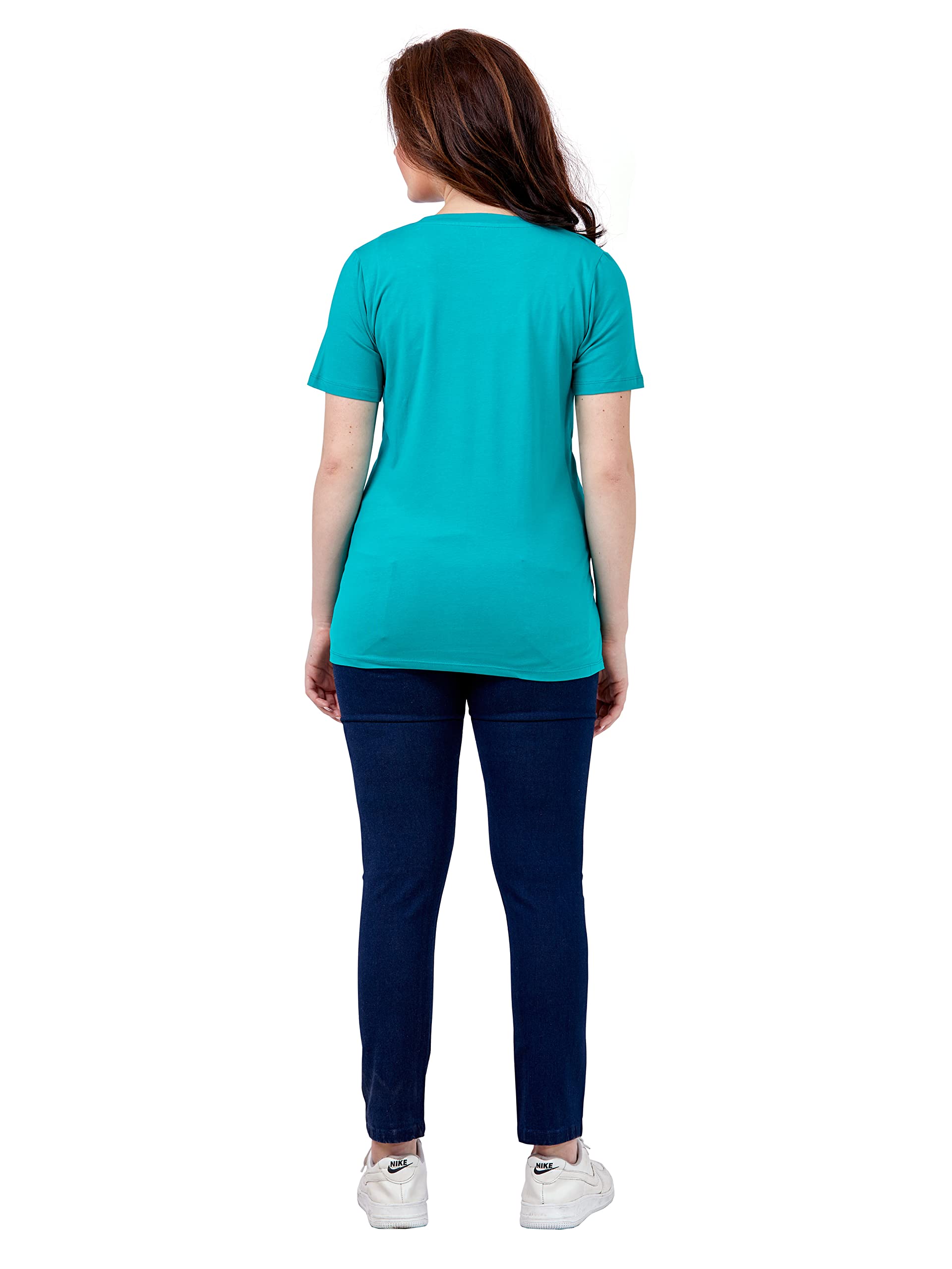 Easy Feed Women's Cotton Maternity Feeding Tops | Nursing Tops for Feeding Baby | Half Sleeve T-Shirt for Pregnant Women Post PregnancyRama Green(XL) - Image 6 thumbnail
