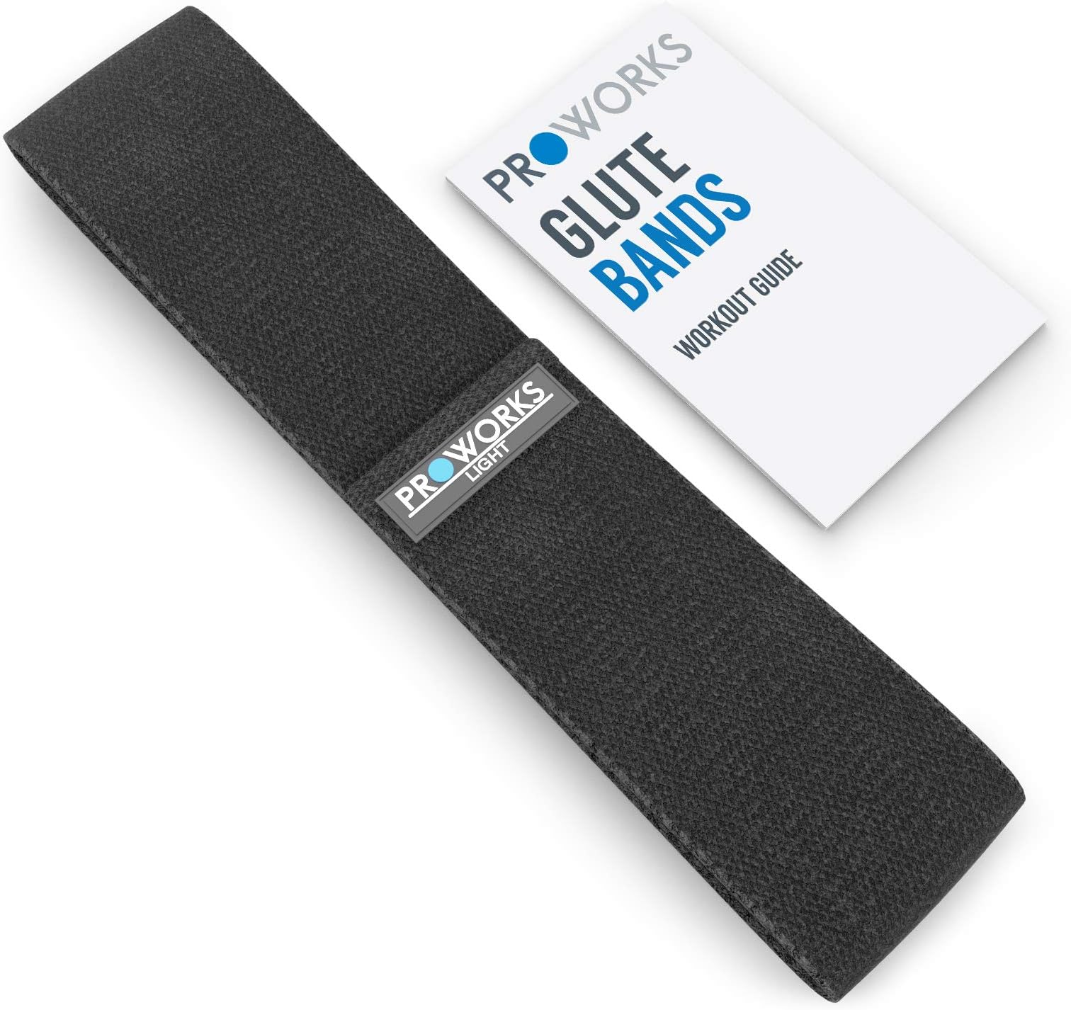 Proworks Glute Resistance Band, Resistance Bands for Legs and Glutes, Includes Exercise Band Workout Booklet, Non-Slip Booty Band for Women & Men - Black - Large