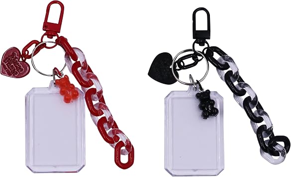 JUMISEE 2 PCS Clear Acrylic Kpop Photocard Holder with Keychain, Mini Film Picture Frame Card Holder Protector