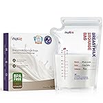 Nuliie 50 Pcs Breastmilk Storage Bags, 8 OZ Breast Milk Storing Bags, BPA-Free, Milk Storage Bags with Pour Spout for Breastfeeding, Self-Standing Bag, Space Saving Flat Profile