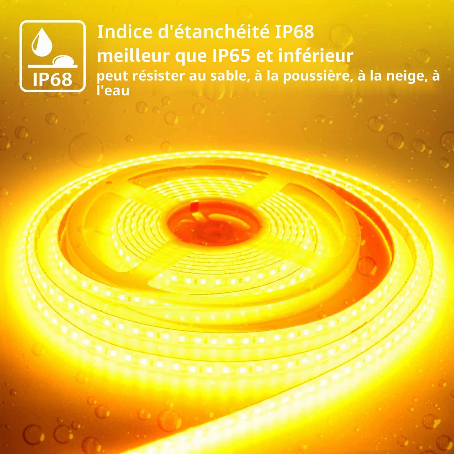 YM E-Bright LED bande lumineuse, 16.4ft / 5m 600 SMD imperméable à l'eau IP68 voiture décoration flexible moto scène mariage partie événement jardin sous-Marin extérieur intérieur, sans alimentation