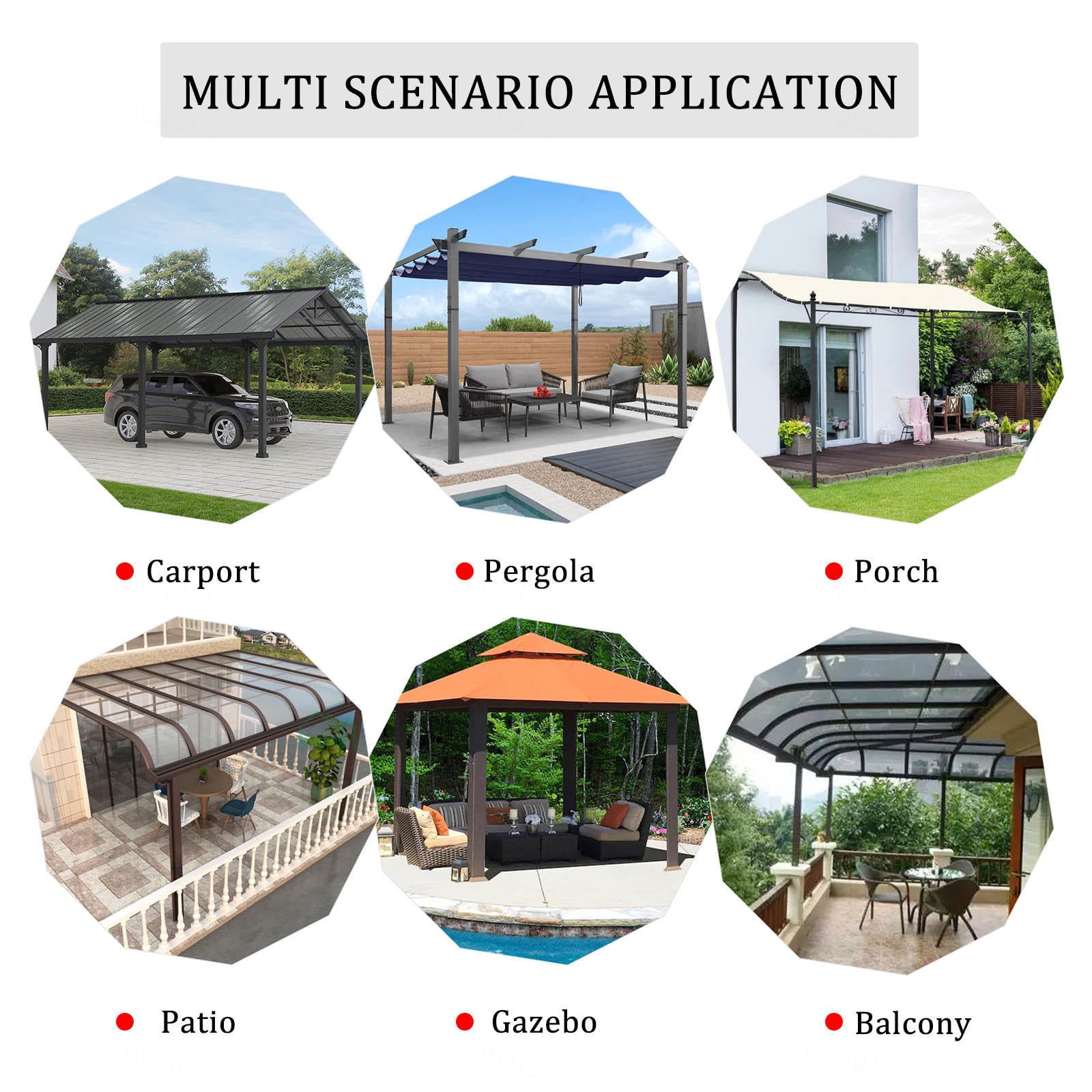 Tende Per Esterno,Pannelli Laterali in Telone Trasparente Impermeabile Con Porta a Cerniera,Pergola Gazebo Giardino Teloni,0,3mm Di Spessore Telone in Pvc,Tende Pioggia,L×H-3.8×2.2m(12.5*7.2ft