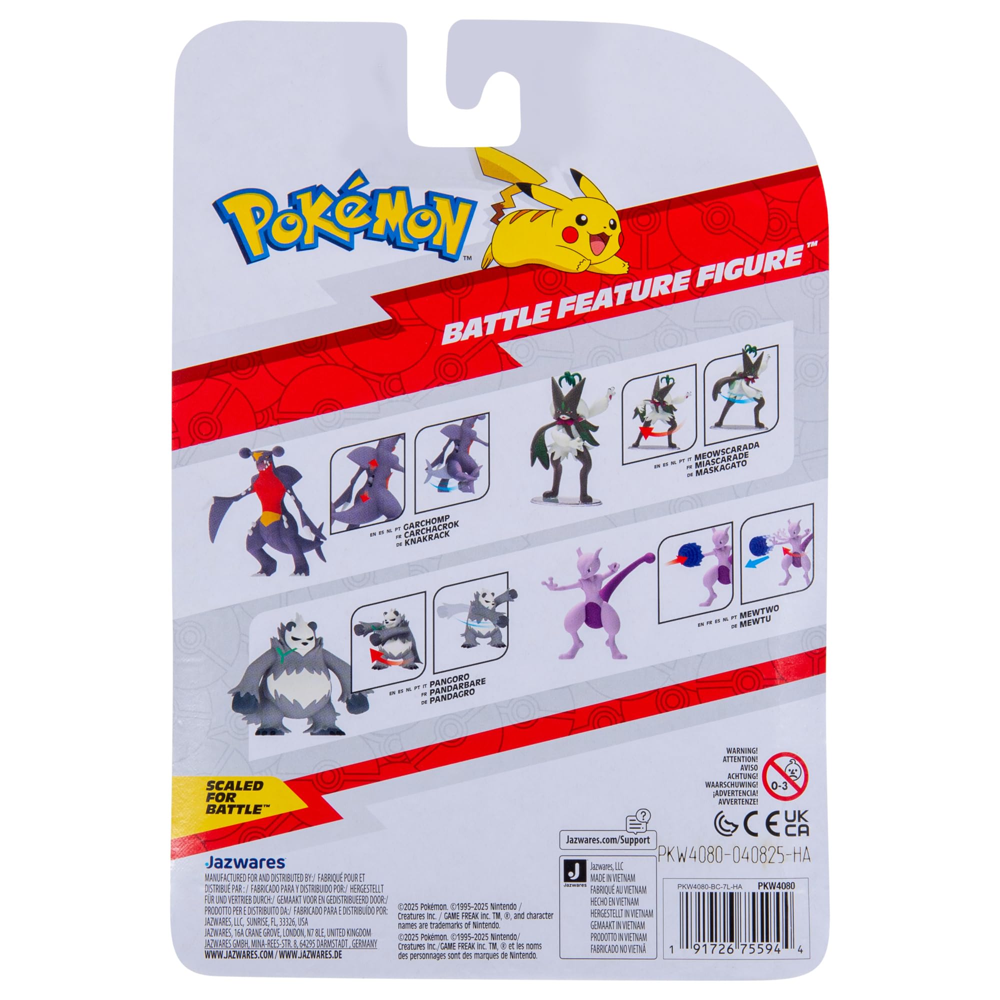 Pokémon Meowscarada Battle Feature Figure - Figura de Batalla Meowscarada de 4.5 Pulgadas con Ataque Slash