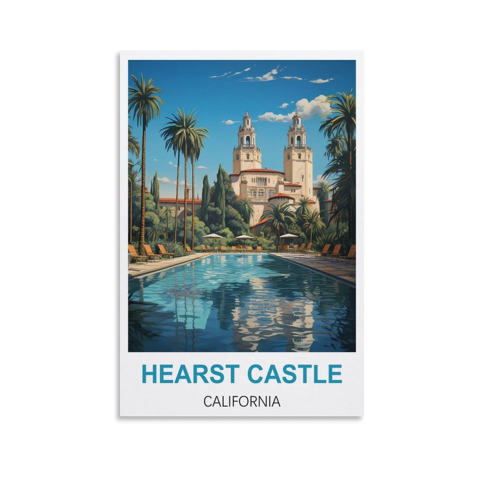 Metal Tin Sign Plaque Poster,Hearst Castle Californias,Tin Sign Retro Wall Art Poster for Home Man Cave, Cafe Bar Wall Decor 15x30cm