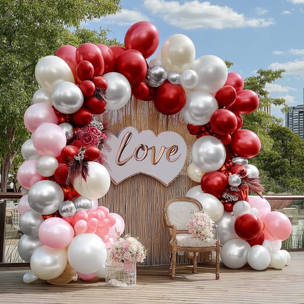 Pink White Balloon Arch DOUBLE STUFFED Pink White Sand Balloons for Birthday Baby Shower Wedding Bridal Engagement Party Decorations