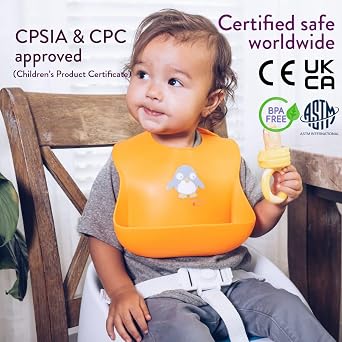 NatureBond Silicone Baby Bibs Easily Wipe Clean With Waterproof Pouch (2 PCs)