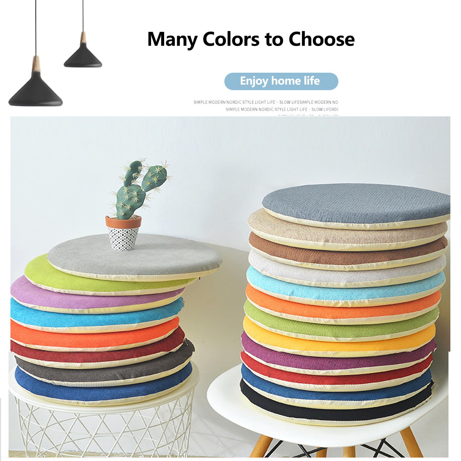 Cojines Redondos Para Sillas De Comedor - Pack De 1, Diámetro 16 Pulgadas (40.6 Cm), Funda Extraíble De Poliéster, Relleno De Espuma, Antideslizantes