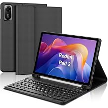 m.tk moveteck Xiaomi Redmi Pad 2 ile Uyumlu Tablet Klavyeli K l f, Kablosuz Bluetooth, Kalem B lmeli, Koyu Siyah