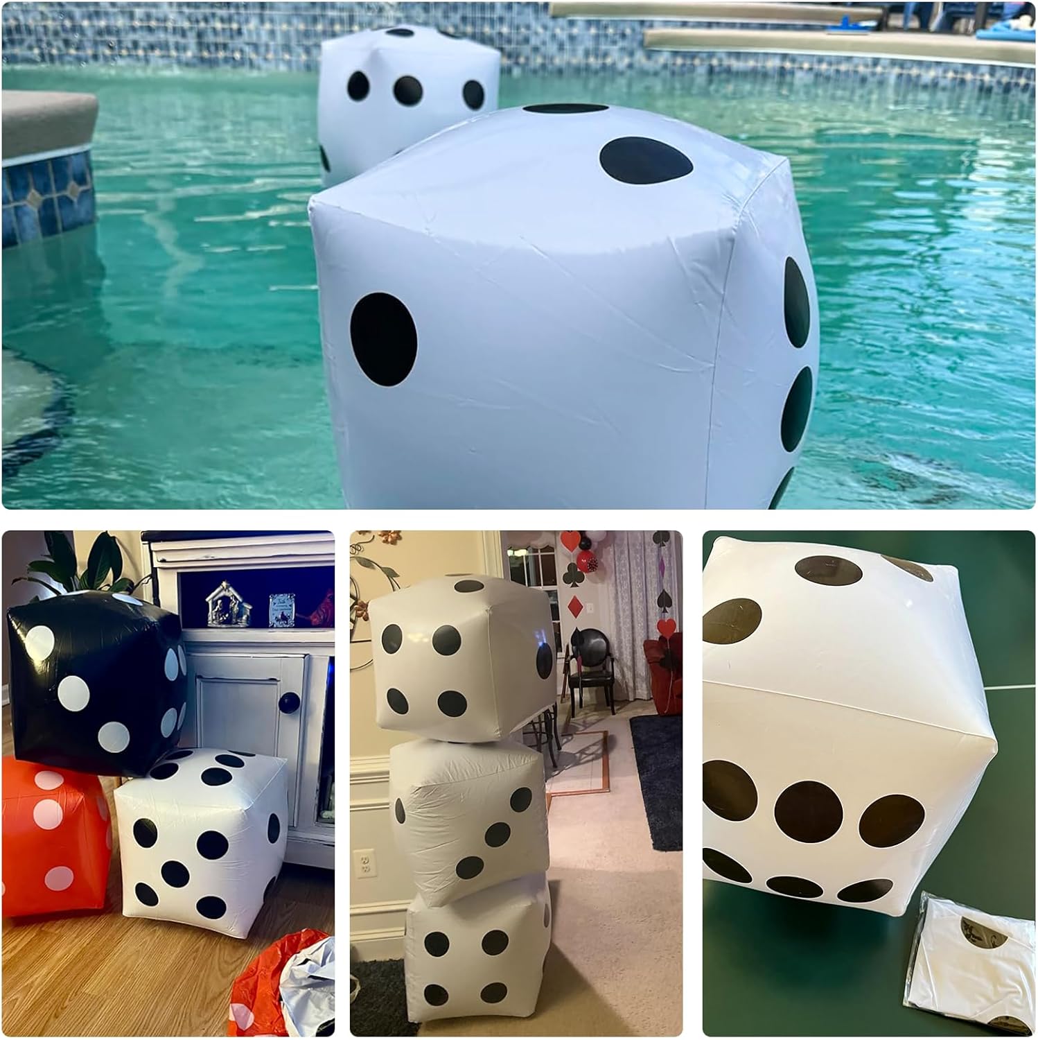Inflatable Dice 13 Inch Jumbo Novelty Giant Blow up Large Inflatable Big Dice for Party Game Pool Party Board Game Christmas Party New Year eve Party Birthday Party