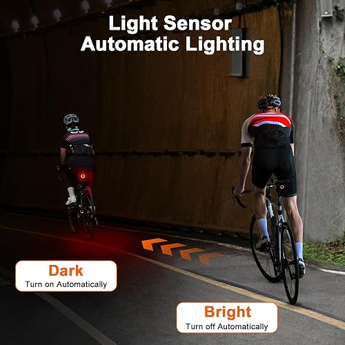 Miniatura 5 de Luz trasera inteligente para bicicleta, recargable, detección de frenos, luz trasera de bicicleta de encendidoapagado automático, luces de bicicleta