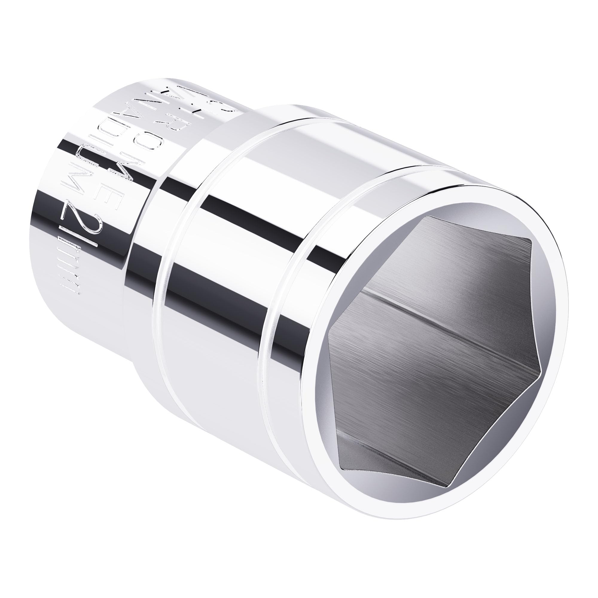FOCMKEAS 21mm Shallow Socket, 1/2 Inch Drive, 6-Point, Metric, Heat Treated CR-V Steel Short Sockets, Full Polishing, 1.5 Inch Length