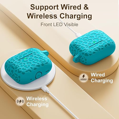 Vista 336 de Funda para Airpods de 2ª y 1ª, silicona suave, leopardo, compatible con Apple AirPods de 2ª/1ª generación de carga con llavero, a prueba de golpes